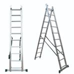 Asil Alüminyum 2 Parçalı Endüstriyel Merdiven Çok Amaçlı 2x6 / 2x7 / 2x8 / 2x9 Basamak En131 Sertifikalı 2x7 Basamak