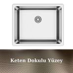 Asil As 359 40.50 Radus Tezgah Altı Keten Doku 304 Paslanmaz Çelik Eviye Gümüş
