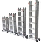 Asil Çok Amaçlı Alüminyum Katlanır Akrobat Merdiven 150 kg Taşıma Kapasiteli EN131 Sertifikalı | 4x3 / 4x4 / 4x5 / 4x6 Basamak Seçenekleri - 4x5 Basamak