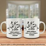 Asil Hediyelik Çift Yön Renkli Baskılı Allahın 99 İsmi-Esma-ül Hüsna-El Rezzak Kupa Bardak
