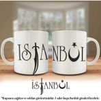 Asil Hediyelik Çift Yön Renkli Baskılı İstanbul Ay-Yıldız Silüeti-Şehir Kupa Bardak