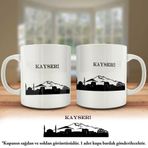 Asil Hediyelik Çift Yön Renkli Baskılı Kayseri Silüeti-Şehir Kupa Bardak