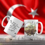 Asil Hediyelik Çift Yön Renkli Baskılı Mustafa Kemal Atatürk -Kocatepe -Büyük Taarruz Kupa Bardak
