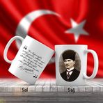 Asil Hediyelik Elips Kalpaklı Mustafa Kemal Atatürk Portresi-Atatürkün Sözleri -Kupa Bardak