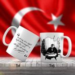 Asil Hediyelik Mustafa Kemal Atatürk Masasında Kitap Okuyor- Atatürkün Sözleri -Kupa Bardak