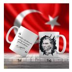 Asil Hediyelik Siyah Beyaz Mustafa Kemal Atatürk Portre-Atatürkün Sözleri -Kupa Bardak