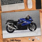 Asil Hobi Bmw-K1300S-Mavi Motorsiklet-Spor Motor Yapboz-Ayak Destekli Çerçeveli 240 Parça Puzzle