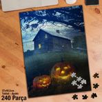 Asil Hobi Cadılar Bayramı-Bal Kabağı-Ağaç-Ev Yapboz-Ayak Destekli Çerçeveli 240 Parça Puzzle