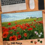 Asil Hobi Gelincik Çiçekleri-Turuncu-Doğa-Manzara Yapboz-Ayak Destekli Çerçeveli 240 Parça Puzzle