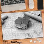 Asil Hobi Gri Maket Ev-Proje-Çizim-Mimari Yapboz-Ayak Destekli Çerçeveli 240 Parça Puzzle