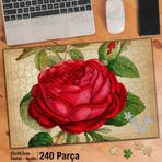 Asil Hobi Güzel Kırmızı Gül-Yeşil Yapraklar Yapboz-Ayak Destekli Çerçeveli 240 Parça Puzzle