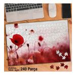 Asil Hobi Kırmızı Gelincik Çiçeği-Doğa-Manzara Yapboz-Ayak Destekli Çerçeveli 240 Parça Puzzle