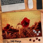 Asil Hobi Kırmızı Gelincik-Çiçek-Buğday Yapboz-Ayak Destekli Çerçeveli 240 Parça Puzzle