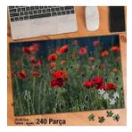 Asil Hobi Kırmızı Gelincik-Çiçek-Kır-Peyzaj Yapboz-Ayak Destekli Çerçeveli 240 Parça Puzzle
