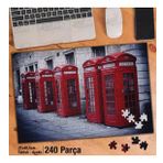 Asil Hobi Kırmızı Telefon Kulubeleri-Retro Yapboz-Ayak Destekli Çerçeveli 240 Parça Puzzle