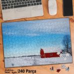 Asil Hobi Kış-Kar-Ahşap Ev-Doğa-Manzara Yapboz-Ayak Destekli Çerçeveli 240 Parça Puzzle