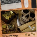 Asil Hobi Korsan Hazinesi-Altın-Pusula-Kurukafa Yapboz-Ayak Destekli Çerçeveli 240 Parça Puzzle