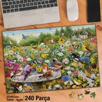 Asil Hobi Kuş Cenneti-Çiçekler-Doğa Yapboz-Ayak Destekli Çerçeveli 240 Parça Puzzle