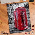 Asil Hobi Londra-Kırmızı Telefon Kulübesi-Manzara Yapboz-Ayak Destekli Çerçeveli 240 Parça Puzzle