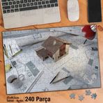 Asil Hobi Maket Ev-Proje-Kalemler-Mimari-Çizim Yapboz-Ayak Destekli Çerçeveli 240 Parça Puzzle