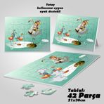 Asil Hobi Masal Diyarı-Peri-Kaz-Çocuk Yapboz-Ayak Destekli Çerçeveli 42 Parça Puzzle