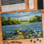 Asil Hobi Mavi Gelincik Çiçeği-Yağlıboya Efekti Yapboz-Ayak Destekli Çerçeveli 240 Parça Puzzle