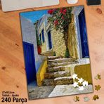Asil Hobi Mavi Kapı-Merdiven-Çiçek Yapboz-Ayak Destekli Çerçeveli 240 Parça Puzzle