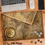 Asil Hobi Pusula-Dünya Haritası-Gezi-Rehber Yapboz-Ayak Destekli Çerçeveli 240 Parça Puzzle
