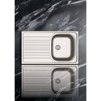 Asil Inset Series As 89 50×86 Paslanmaz Çelik Eviye, Evye, Mutfak Lavabosu (Sifon Dahil) - Mikro Keten Dokulu Sol - İnox