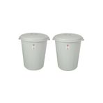 Asil Konsept 2 Adet 70 Lt Kapaklı Yuvarlak Plastik Büyük Boy Çöp Kovası Su Et Kovası Gri Varil