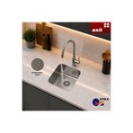 Asil Krom (40×40 cm) Keten Dokulu, Tezgah Altı 304 Kalite Paslanmaz Çelik Evye, Mutfak Eviyesi