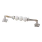 Asil Metal 128 mm Pramit Ayak Krom Beyaz Boncuk Mobilya Dolap Çekmece Kulpları (12.8 Cm)- 2 Adet - Beyaz - Gri