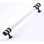 Asil Metal Polimer Boncuk Halka Modern Dolap Çekmece Kulpları Beyaz-Siyah (16 Cm)-2 adet - 160 - Beyaz - Siyah