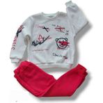 Asil Öztürk Baby & Kids Babygo Kız Erkek Bebek Çocuk Unisex Kırmızı 3 Iplik Şardonlu Alt Üst Eşofman Takımı Kışlık - Ekru - Ekru - Kırmızı - 3 Yaş