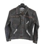 Asil Öztürk Baby & Kids Kadın Siyah Renk Cep Detaylı Kot Ceket Yırtık Model Denim Jeans - XL