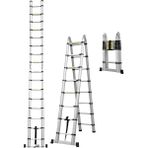 Asil Teleskopik Alüminyum A Tipi Merdiven | 6+6, 7+7, 8+8 Basamak Açılır Uzayan Kaymaz Güvenli - 6+6 Basamak - 1.9 metre + 1.9 metre
