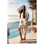 Asilex Home Collection Kapüşonlu Müslin Kimono Bornoz Luxury Oversize Nazar Göz Desen Beachrobe %100 Pamuk OEKO-TEX Sertifikalı Resort Koleksiyonu