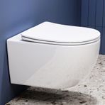 Asılı WC Lavabo Çerçevesiz WC Seti Seramik-Asma Tuvalet Yumuşak Kapanır Klozet Kapağı Duvar WC Lotus Etkisi Nano Kaplamalı Asma WC Lavabo Çerçevesiz Banyo Kasesi