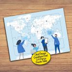 Asilmeydan 427461947 24 Parça Dünya Haritası Turistler Çocuk Puzzle Yapboz Tablo