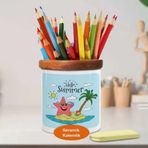 Asilmeydan 448918883 Hello Summer Yazılı Deniz Yıldızı Ahşap Seramik Kalemlik