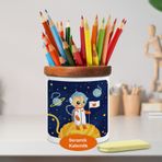 Asilmeydan 448946714 İp Gezegeni Ve Astronot Kedi Ahşap Seramik Kalemlik