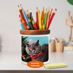 Asilmeydan 448975402 Papyonlu Huysuz Kedi Ahşap Seramik Kalemlik