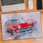 Asilmeydan 455854332 240 Parça Çizimsel Nostaljik Araba Puzzle Yapboz Tablo