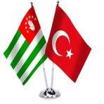Asilmeydan Abhazya Türkiye İkili Saten Masa Bayrağı