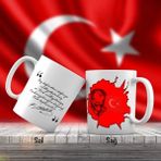 Asilmeydan Ay Yıldız - Türk Bayrağı - Kemal Atatürk Silüeti - Atatürk'ün Sözleri -Kupa Bardak