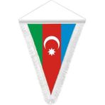 Asilmeydan Azerbaycan Cumhuriyeti Hatıra Üçgen Flama Bayrak - Renkli