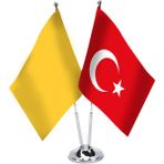 Asilmeydan Batı Hun Imparatorluğu ve Türkiye İkili Saten Masa Bayrağı