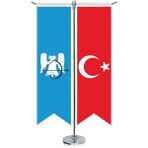 Asilmeydan Büyük Selçuklu Imp. 17 Eski Türk Devletleri ve Türkiye Kırlangıç Saten T Direk Masa Bayrağı 2'li