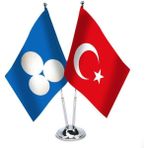 Asilmeydan Büyük Timur Imparatorluğu ve Türkiye İkili Saten Masa Bayrağı