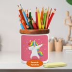 Asilmeydan Dabbing Dansı Yapan Unicorn Atı Ahşaplı Seramik Kalemlik